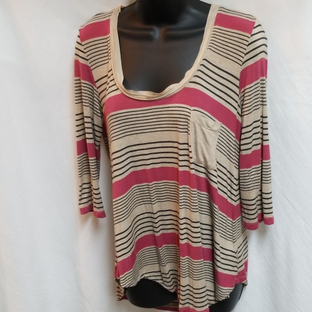 🍒 3 for $15! Bordeaux Anthropology striped top  S
